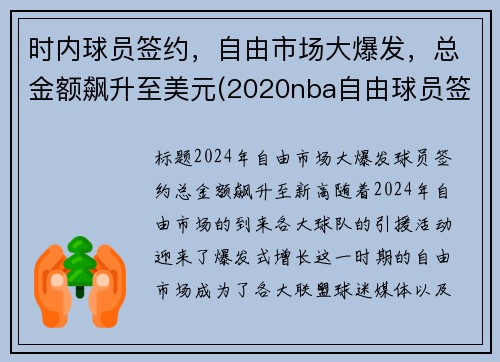 时内球员签约，自由市场大爆发，总金额飙升至美元(2020nba自由球员签约)